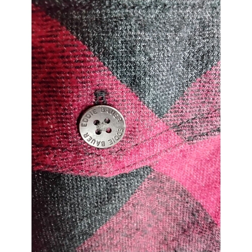 Eddie Bauer Mens Long Sleeve Flannel Shirt Medium Button buffalo Plaid red Black - Picture 3 of 5